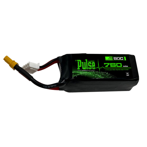 Pulse 750mAh 50C 11.1V 3S LiPo Battery - XT30 Connector.